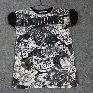Ramones Womens T-shirt XS  Gray All Over Print Floral